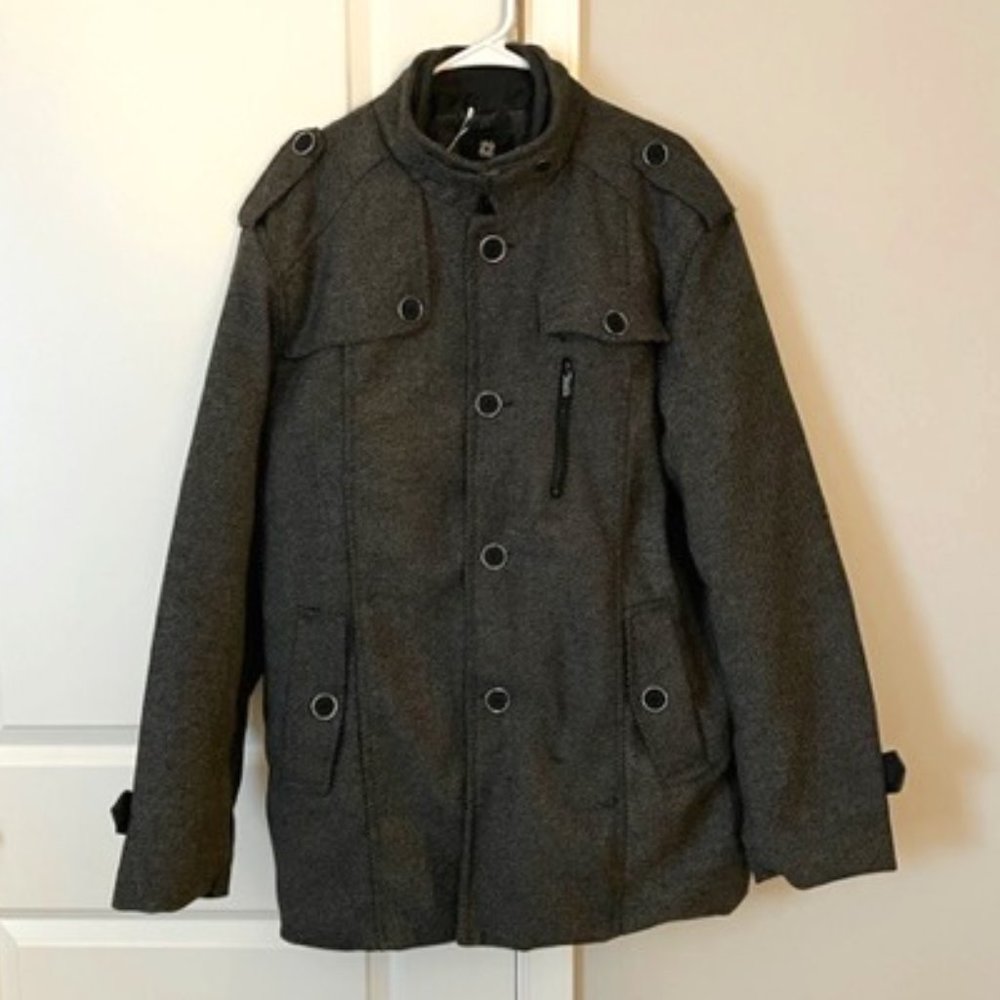 NWT Men's Wantdo Gray Wool Blend Pea Coat XL